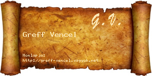 Greff Vencel névjegykártya